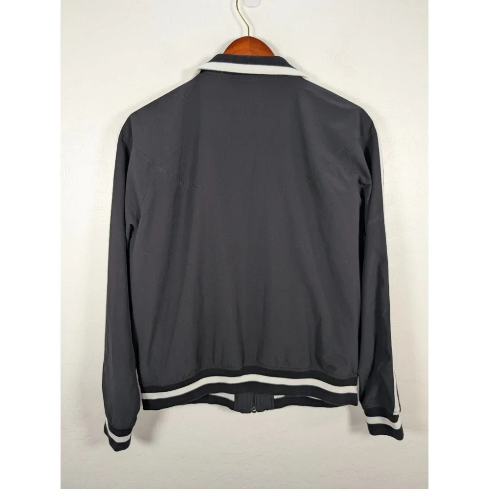 Athleta Black Utility Jacket with White Stripes